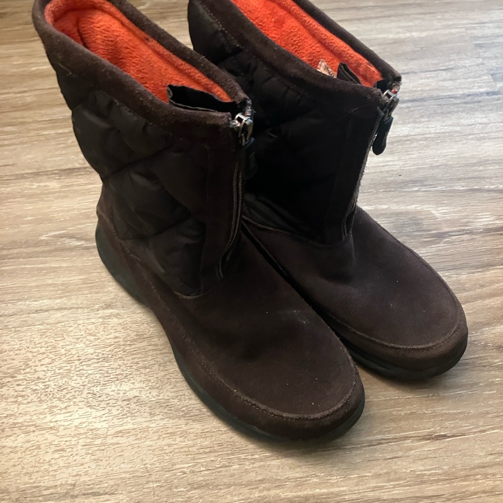 Lands' End Dark Brown Quilted Winter Boots